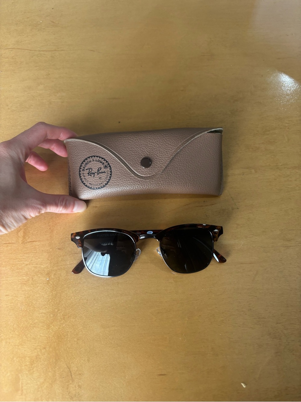 Foster Grant Brown Tortoiseshell Sunglasses with Ray Ban Case